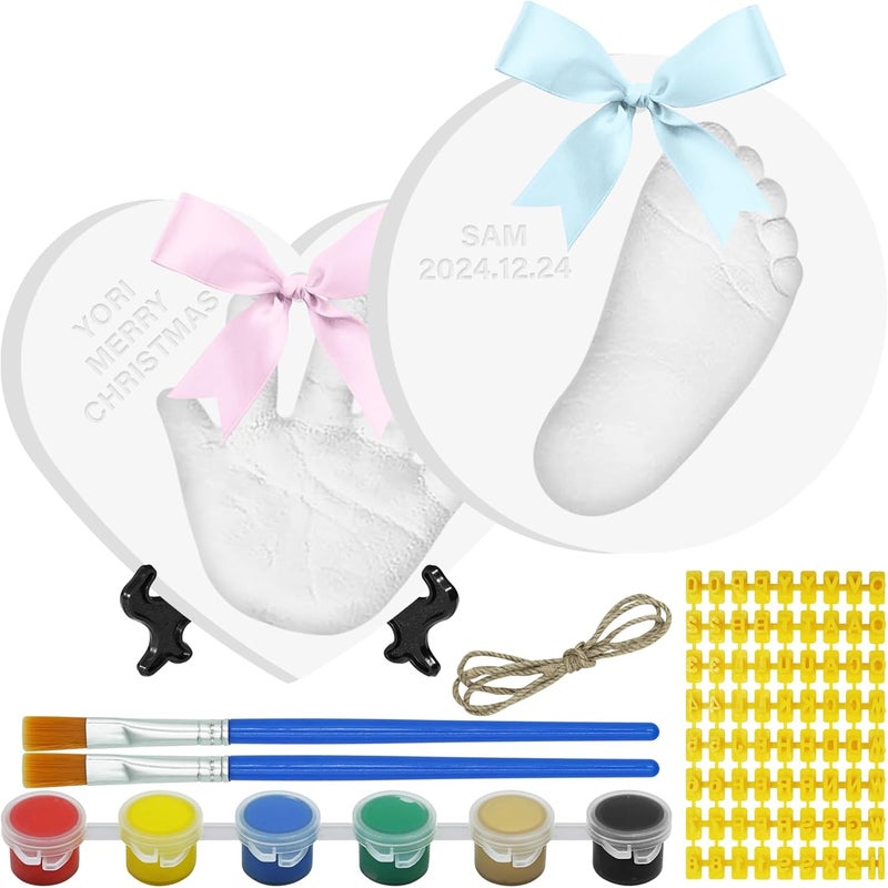 kimitimi Baby Handprint Footprint Keepsake Ornament Kit, Personalized Baby Foot Printing Kit for Newborn Clay Impression Handmade DIY Imagination to Create - Image 1